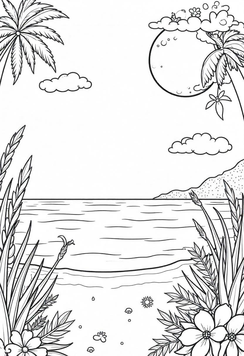 28 Beach Coloring Pages For Kids