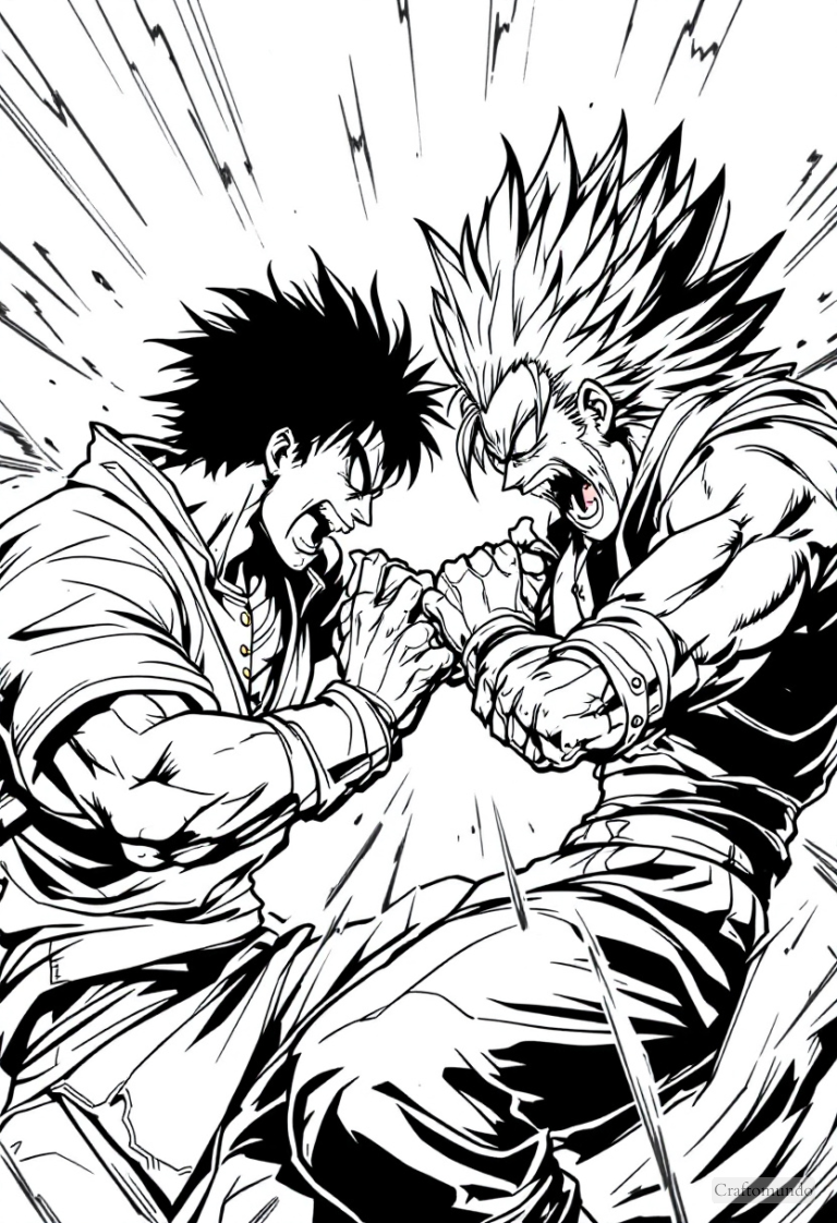 50 Manga Coloring Pages - CraftoMundo